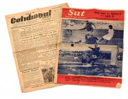 1946 Sut. Haftalik Spor Gazetesi, török sportújság benne Újpest-Besiktas (3-1, 4-1), fekete-fehér fotókkal, 8 p. + Coptidianul de Amiaza, 1946. jún. 1. román sportújság, szakadozott, 4 p.