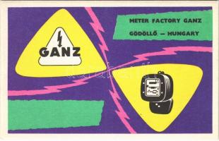 Ganz Mérőgyár reklám. QSL rádióamatőr lap. Képzőművészeti Alap Kiadóvállalat / Ganz Meter Factory. Hungarian advertising QSL card (radio amateur) (EB)