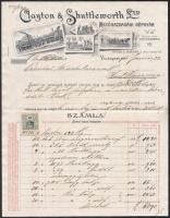 1910 2 db fejléces számla (Hofherr és Schrantz, Clayton & Shuttleworth)