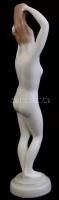 Aquincumi porcelán fésülködő női akt, kézzel festett, jelzett, hibátlan, m: 23 cm