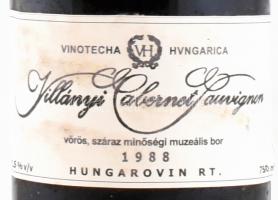 1988 Villányi Cabernet Sauvignon. bontatlan palack vörösbor. Pincében, szakszerűen tárolt