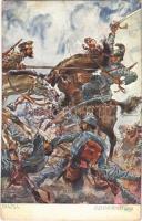 1915 Zusammenstoss / WWI Austro-Hungarian K.u.K. military art postcard s: Srazka (EK)