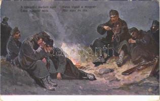A tábortűz mellett... / WWI Austro-Hungarian K.u.K. military art postcard. A.F.W. III/2. Nr. 630.