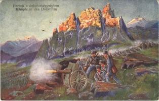1916 Harcok a Dolomit-hegységben / Kämpfe in den Dolomiten / WWI Austro-Hungarian K.u.K. military art postcard s: F. Höllerer (EK)