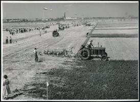 1960 Martonvásár, szántóverseny az ,,Ország legjobb traktorosa címért, vintage fotó, 18x24,5 cm