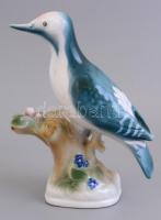 Zsolnay porcelán madár, kézzel festett, jelzett, hibátlan, m: 17 cm