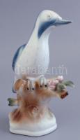 Zsolnay porcelán madár, kézzel festett, jelzett, hibátlan, m: 17 cm