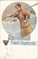 1917 Herzliche Neujahrsgrüße! / ski, winter sport art postcard with New Year greeting. Deutscher Schulverein Karte Nr. 949. (fl)