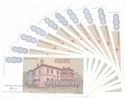 Jugoszlávia 1993. 50.000.000.000D (10x) közte sorszámkövető párok T:I
Yugoslavia 1993. 50.000.000.0...