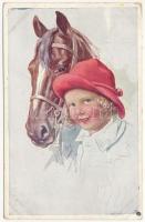 1915 Girl with horse. B.K.W.I. 881-1. s: K. Feiertag (EK)