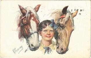 1921 Girl with horses. B.K.W.I. 192/4. s: K. Feiertag (EB)