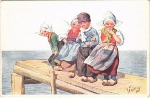 1920 Children art postcard. B.K.W.I. 692-6. s: K. Feiertag (EK)