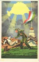 Ébreszt a magyar jövő. Kiadja az Ereklyés Országzászló Nagybizottsága / Hungarian irredenta propaganda, Hungarian flag, Trianon