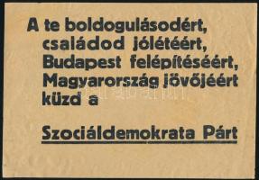 1945 MSZDP szociáldemokrata választási röplap 22x15 cm