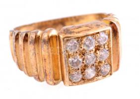 Aranyozott ezüst(Ag) gyűrű, jelzett, méret: 58, bruttó: 5,15 g