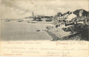 1903 Cirkvenica, Crikvenica; Dvorska sa Kastelom / castle, seaside (EK)