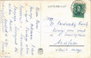 1939 Rozsnyó, Roznava; Gróf Andrássy Dénesné szobra a várostoronnyal, "Magyarok leszünk" i...