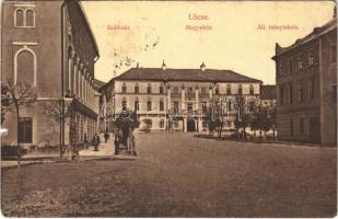 1917 Lőcse, Levoca; Szálloda, Megyeház, Állami leányiskola / street view, hotel, county hall, girls' school (b)