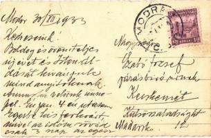 1933 Modor-Harmónia, Modor, Modra;  Római katolikus templom, automobilok / Catholic church, automobi...