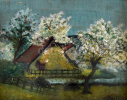 Olvashatatlan jelzéssel: Virágzó fák. Olaj, vászon. Fa keretben. 30x37,5 cm