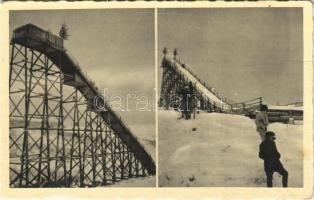 Volóc, Volovec, Volovets; síugrósánc, síelés, téli sport. Schönfeld Henrik kiadása. Foto Manduk / winter sport, ski jumping track (EK)