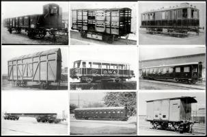 Vasúti kocsik, 18 db utólagos előhívás, 14×9 cm