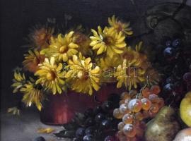 Tölgyes (?) jelzéssel: Virágcsendélet. Olaj, vászon, dublírozott. Fa keretben, 55×68 cm