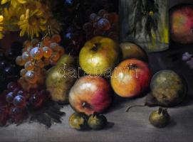 Tölgyes (?) jelzéssel: Virágcsendélet. Olaj, vászon, dublírozott. Fa keretben, 55×68 cm