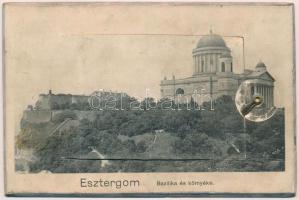 1910 Esztergom, bazilika és környéke. Kemény hátú leporellólap