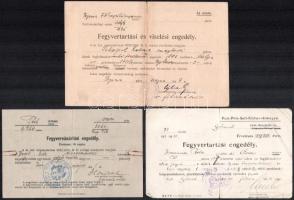 1916-1921 Fegyvervásárlási, fegyvertartási, fegyverviselési engedélyek
