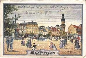 1919 Sopron, Ödenburg; Fő tér. I.L.W.II. 8267. s: J. Kränzle (szakadás / tear)