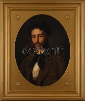 Olvashatatlan (... Dénes ?) jelzéssel, XIX. sz. festő munkája: Késő biedermeier férfi portré, 1856. ...