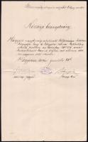 cca 1892 Hőgyész, községi bizonyítvány, bélyegmentes az államsegély elnyerése céljából
