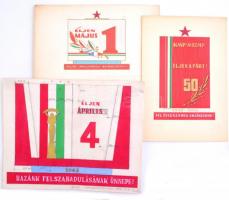 Szocreál dekortervek, jelzéssel és jelzés nélkül, 16 db, vegyes technika, papír, 20×26 és 20×30 cm