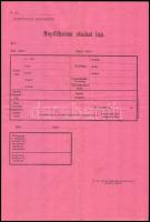 1914 Népfölkelési igazolványi lap. Kitöltetlen