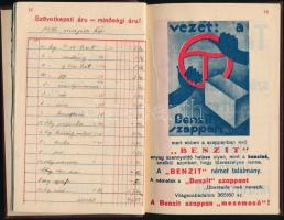 1936 Kispest, bevásárlási könyv, reklámokkal, kitöltött