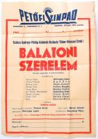 1961 Petőfi Színpad - Balatoni szerelem, plakát, hajtott, kis szakadásokkal, 70x49 cm