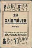 1938 Bp. IV., Kókai Lajos Könyvkereskedésének színműveket tartalmazó árjegyzéke, 50p
