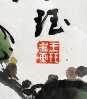 Ismeretlen jelzéssel, feltehetően távol-keleti (kínai?) alkotó műve: Nővények. Akvarell, papír, üveg...