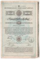 Ausztria / Bécs 1880. Osztrák Földhitel Intézet 3%-os kamatozású kötvénye 100G-ről bélyegzésekkel T:III hajtás mentén szakadás