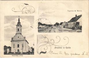 1906 Rajic, Raica (Novszka, Novska); Katolicka crkva. Trgovina M. Sterna / church, shop / római katolikus templom, üzlet. Art Nouveau (fa)