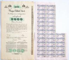 Budapest 1918. Magyar Földhitel Intézet 4%-os záloglevele 2000K-ról, szelvényekkel és bélyegzéssel T:I-