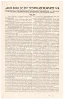 Budapest 1924. "A Magyar Királyság 1924. évi Államkölcsöne" 7 1/2%-kal kamatozó államadóss...