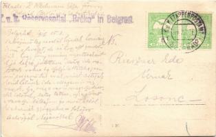 1916 Belgrade, Beograd; Neuer Konak, Alte Konak, Moschee, Beobachtungsturm, Hotel Moskau, Apotheke /...