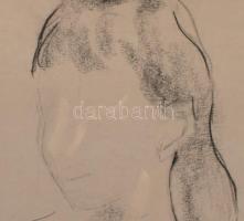 Michel Katalin, Cathy Michel (1931-): Női akt (tanulmány). Kréta, papír, jelzés nélkül. Lap széle sé...