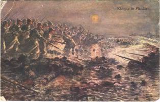 1916 Kämpfe in Flandern / WWI German military art postcard, battles in Flanders (EB)