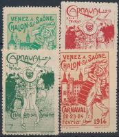1914 Carnaval karneváli levélzárók 4 db levélzáró