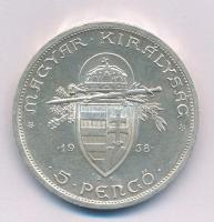 1938. 5P Ag "Szent István" T:1-  
Adamo P8.1