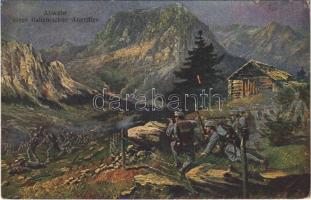 Abwehr eines italienischen Angriffes / WWI Austro-Hungarian K.u.K. military art postcard, mountain troops (EK)