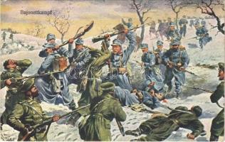 1916 Bajonettkampf / WWI Austro-Hungarian K.u.K. military art postcard, bayonet (ázott sarkak / wet corners)